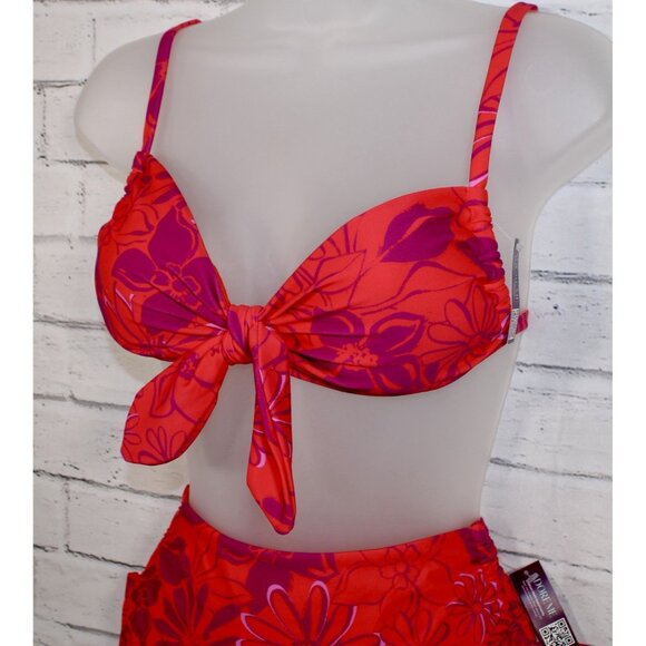 Adore Me Bikini Top & High Waist Bottom Set Red Joyful Daisies Size Medium NWT - Picture 7 of 13
